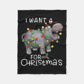 Ik wil een nijlpaard voor Kerstmis Hippo Liefde Fleece Deken (Voorkant)