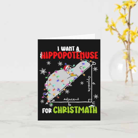 Ik wil een nijlpaard voor Kerstmis Hippo Mat Kaart (Gele Bloem)