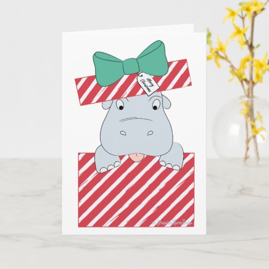 Ik wil een nijlpaard voor Kerstmis Kaart (Gele Bloem)