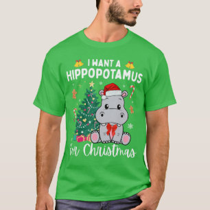 Ik wil een nijlpaard voor Kerstmis Kerstmis Nijlpa T-shirt
