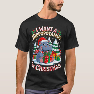 Ik wil een nijlpaard voor Kerstmis Kerstmis Nijlpa T-shirt