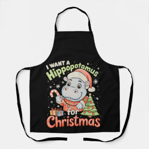 Ik wil een nijlpaard voor Kerstmis Nijlpaard Kerst Schort