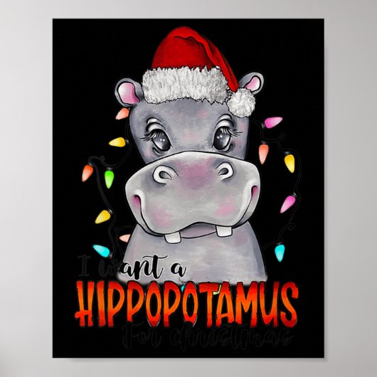 Ik wil een nijlpaard voor Kerstmis nijlpaard Xmas  Poster (Voorkant)