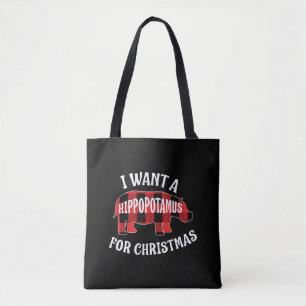 Ik wil een nijlpaard voor Kerstmis Schattige Hippo Tote Bag