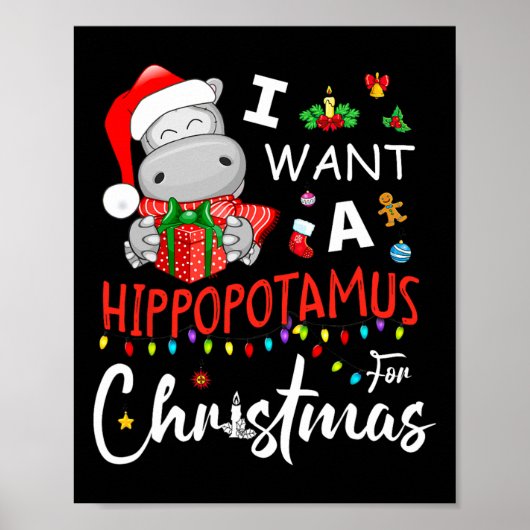 Ik wil een nijlpaard voor kerstpyjama poster (Voorkant)