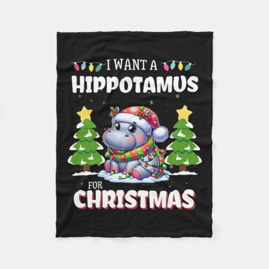Ik wil een nijlpaard voor kerstvrouwen fleece deken (Voorkant)