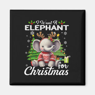 Ik wil een olifant voor kerst Schattigee geschenke Magneet