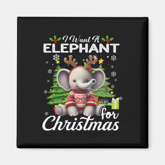 Ik wil een olifant voor kerst Schattigee geschenke Magneet (Voorkant)