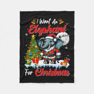 Ik wil een olifant voor kerst Schattigee kerstzonn Fleece Deken