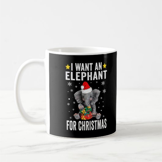 Ik wil een olifant voor kerstelephant-pyjama koffiemok (Links)