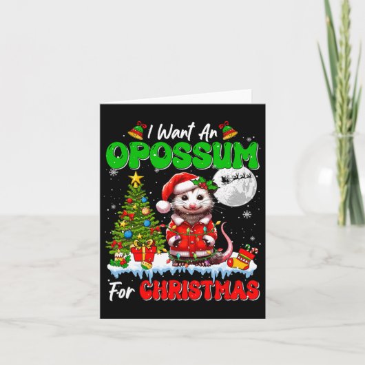 Ik wil een opossum voor de kerstkerstzonnebloem kaart (Voorkant)