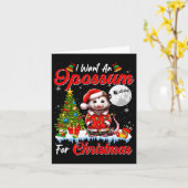 Ik wil een opossum voor kerst Schattigee Santa Sun Kaart (Gele Bloem)