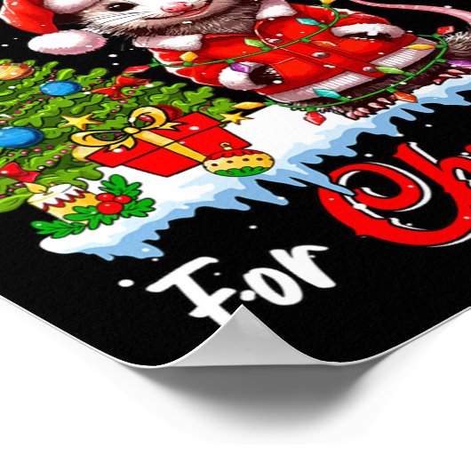 Ik wil een opossum voor kerst Schattigee Santa Sun Poster (Hoek)