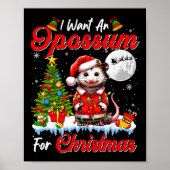 Ik wil een opossum voor kerst Schattigee Santa Sun Poster (Voorkant)