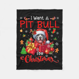 Ik wil een pitbull voor kerst eigenaar Santa Dog i Fleece Deken