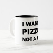 Ik wil een pizza, geen knuffel tweekleurige koffiemok (Voorkant links)