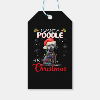 Ik wil een poedel voor Kerstmis Cadeaulabel