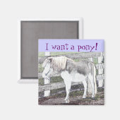 Ik wil een pony! Magneet (Voorkant / Achterkant)