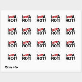 " Ik wil een Roti" (rood) Ronde Sticker (Vel)