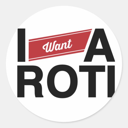 " Ik wil een Roti" (rood) Ronde Sticker (Voorkant)