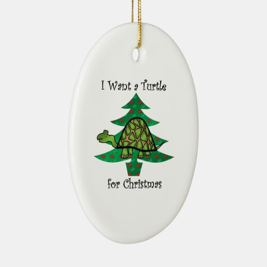 Ik wil een schildpad voor kerst keramisch ornament (Rechts)