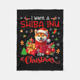 Ik wil een Shiba Inu voor kerst eigenaar Santa Dog Fleece Deken