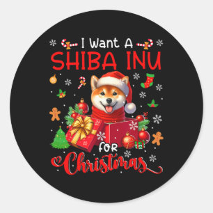 Ik wil een Shiba Inu voor kerst eigenaar Santa Dog Ronde Sticker