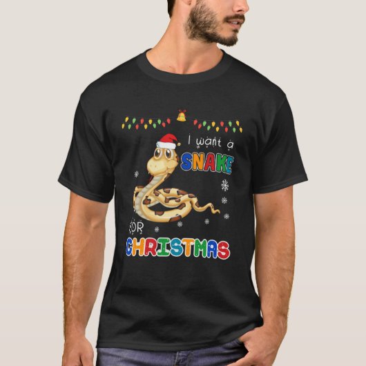 Ik wil een slang voor Kerst Dier Lelijke Kerstmis T-shirt (Voorkant)