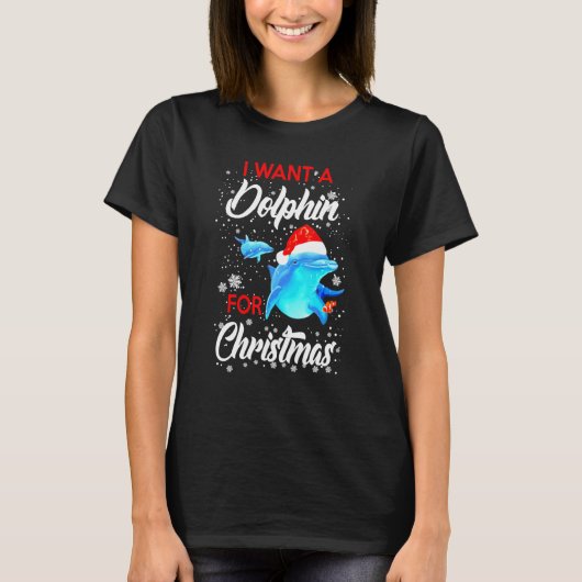 Ik wil een T-shirt voor kerstmis met een dolfijn (Voorkant)