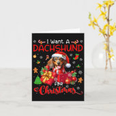 Ik wil een teckel voor kerst eigenaar Santa Dog I Kaart (Gele Bloem)