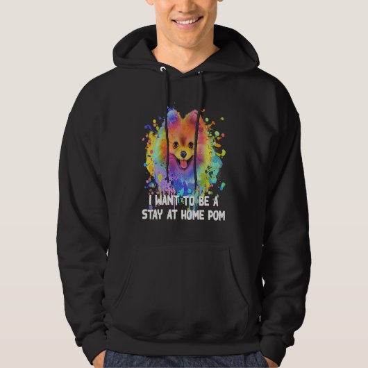 Ik wil een thuisblijvende Pom-hond-moeder Pomerani Hoodie (Voorkant)