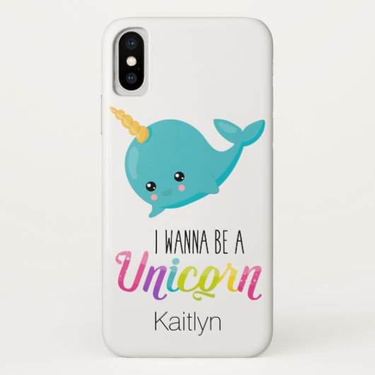 Ik wil een Unicorn Hoesje-Mate iPhone X Hoesje 4 z (Achterkant)
