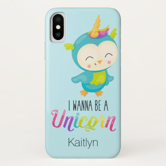 Ik wil een Unicorn Hoesje-Mate iPhone X Hoesje zij (Achterkant)