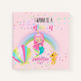 Ik wil een unicorn roze bruine meisje worden notitieboek