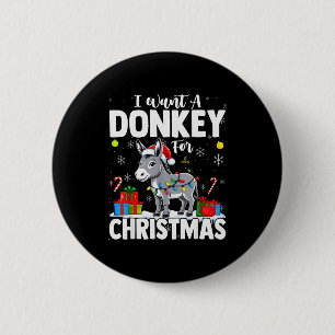 Ik wil een voor Kerstmis Kerstmuts Grappige Kerstm Ronde Button 5,7 Cm