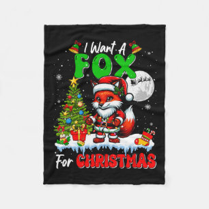 Ik wil een vos voor Kerstmis Santa Sungles Floral Fleece Deken