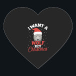 Ik wil een wolf voor Kerstmis. Hart Sticker<br><div class="desc">Ik wil een wolf voor Kerstmis.</div>