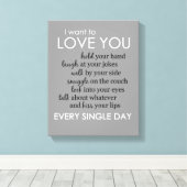 Ik wil elke dag van je houden canvas afdruk (Insitu (Houten vloer))
