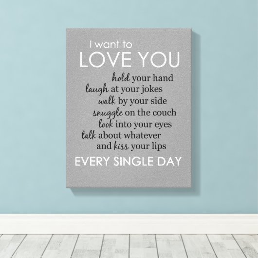 Ik wil elke dag van je houden canvas afdruk (Insitu (Houten vloer))