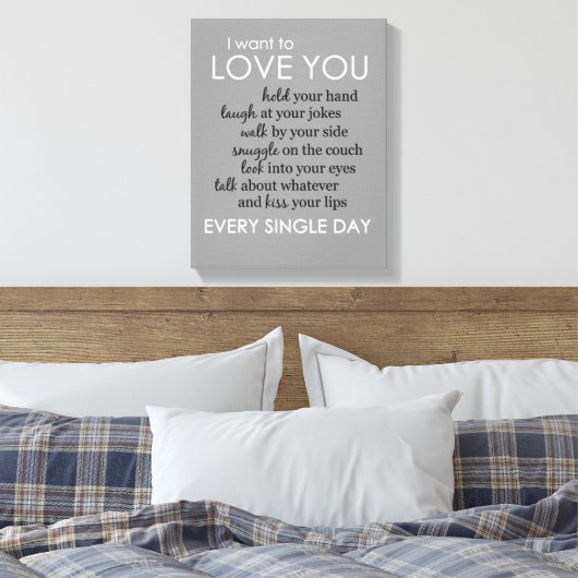 Ik wil elke dag van je houden canvas afdruk (Insitu (Slaapkamer))