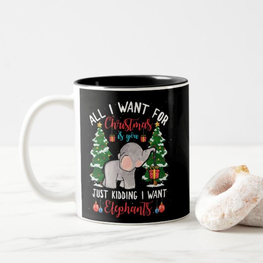Ik wil esthetische kerstfeestjes tweekleurige koffiemok (Met donut)