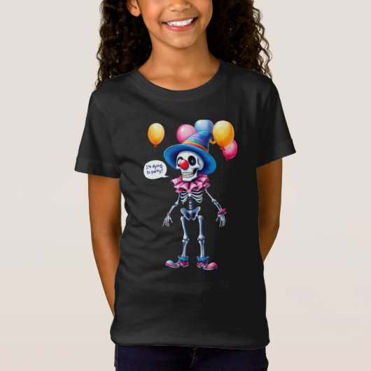 Ik wil feesten! Skelet in een clownkostuum, Hal T-shirt (Voorkant)