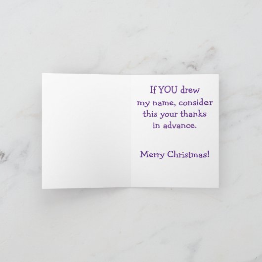 "IK WIL (FOTO VAN HIPPO) VOOR KERSTMIS " FEESTDAGEN KAART (Binnen)