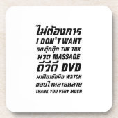 Ik wil geen TUK TUK MASSAGE DVD WATCH Dank u wel Drankjes Onderzetter (Voorkant)