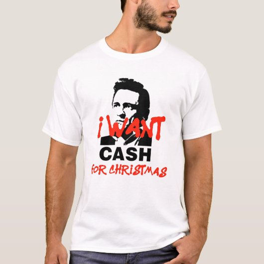 Ik wil geld voor Kerstmis | Johnny Cash T-shirt (Voorkant)