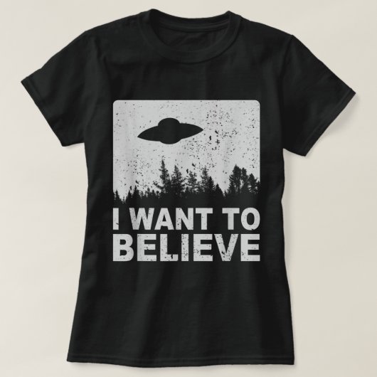 Ik wil geloven dat ik Aliens UFO-gebied 51 Roswell T-shirt (Design voorkant)