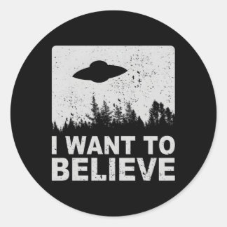 Ik wil geloven dat ik buitenaardse ufo gebied 51 R Ronde Sticker