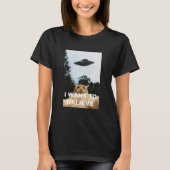Ik wil geloven dat UFO Funny Cat Selfie T-shirt (Voorkant)