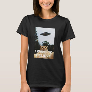 Ik wil geloven dat UFO Funny Cat Selfie T-shirt