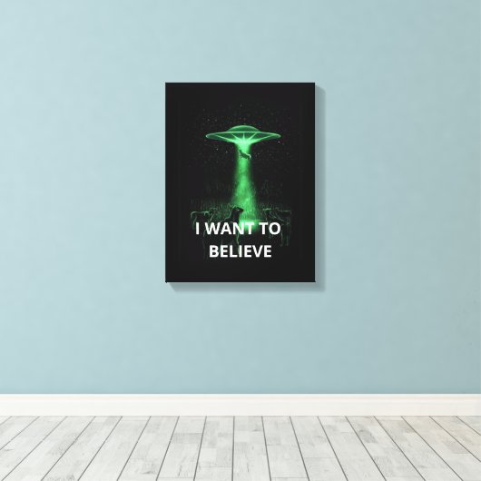 Ik wil geloven, film retro 90s, buitenaardse ufo canvas afdruk (Insitu (Houten vloer))